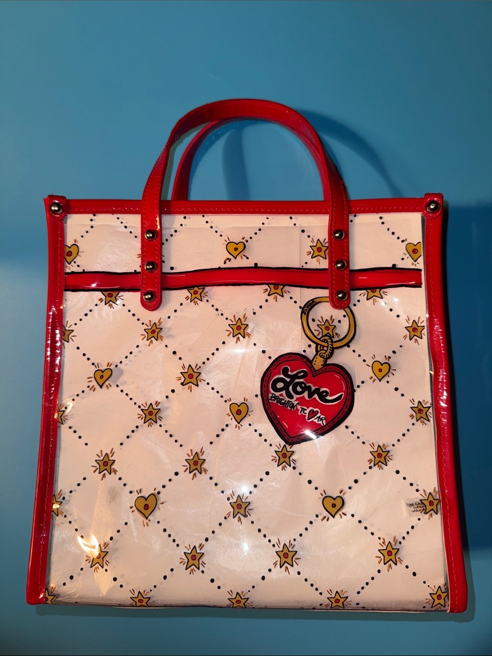 Brighton Red-Trim Clear Tote with Heart Charm